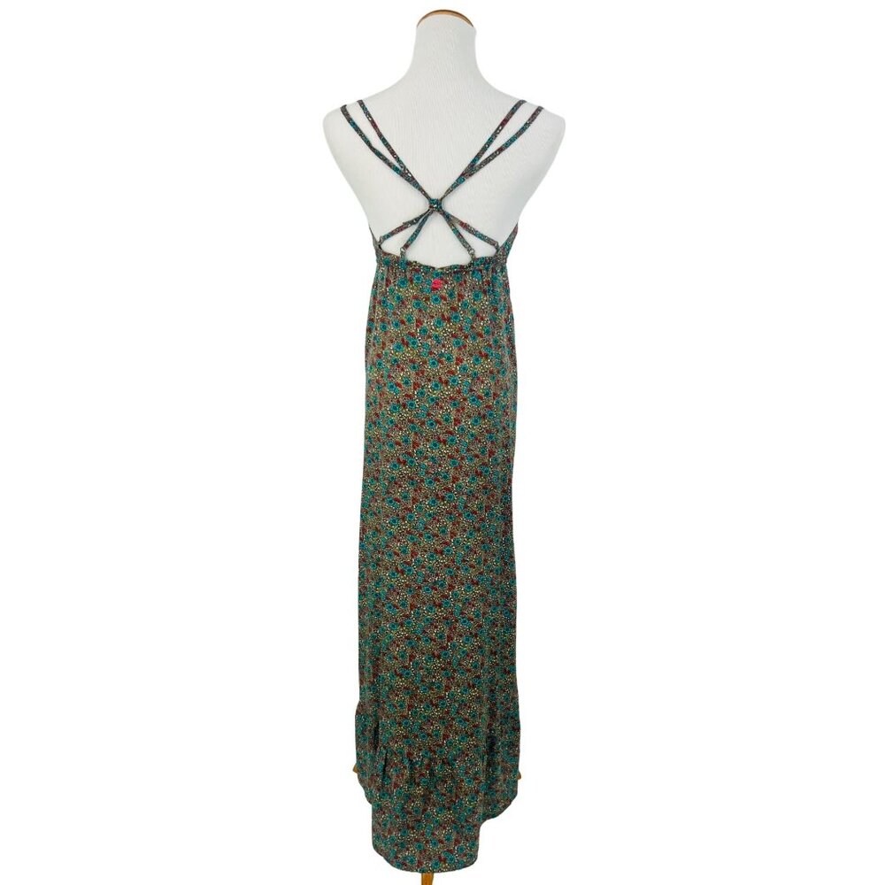 VTG Billabong Floral Strappy Back Maxi Dress | Coastal Boho Cottagecore Grunge L - Picture 7 of 16